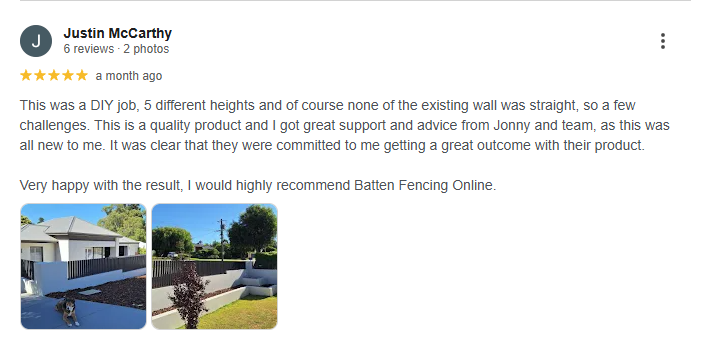 Google review from Justin McCarthy